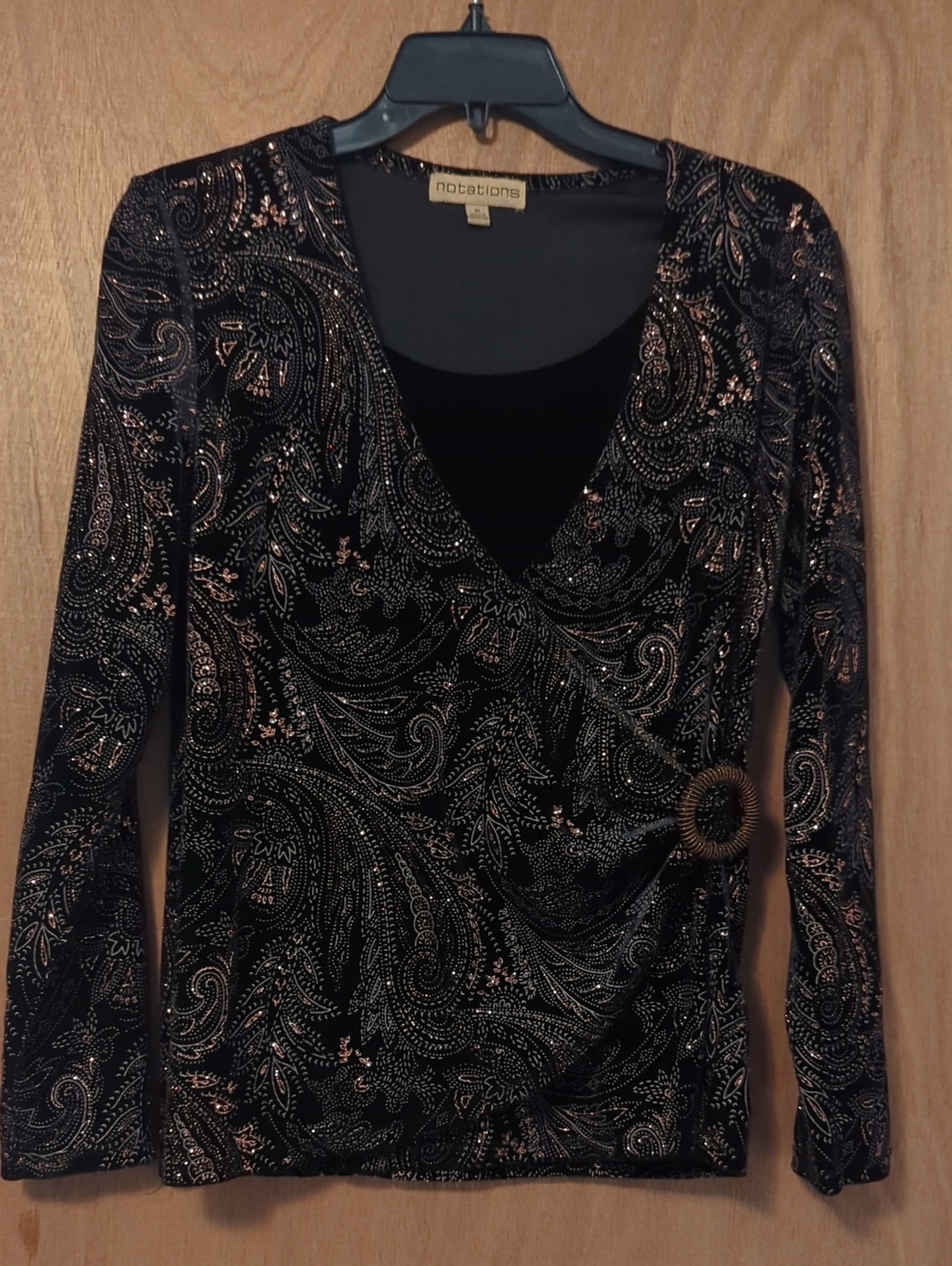 Notations Black Top with Copper Metallic Trim